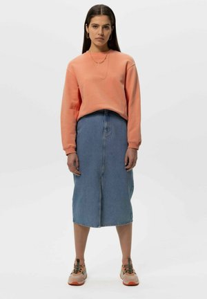 MIDI-LÄNGE MIT SCHLITZ - Jeansrock - blau