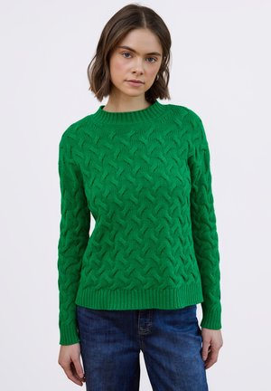 PULLOVER MIT MUSTER - Pullover - grün