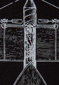 Dessin technique détaillé en noir et blanc d'un drone avec des rotors des deux côtés et une structure corporelle centrale.