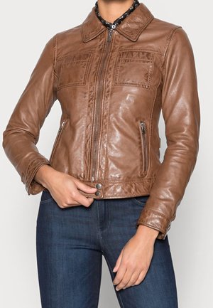 Veste en cuir - cognac