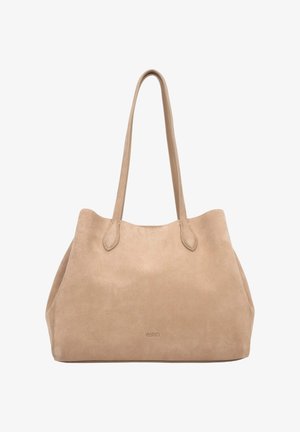 ESTRO, CIEMNOBRĄZOWA SHOPPERKA DAMSKA NA RAMIĘ TYPU TOTE ESTRO ER00119888 - Shopping bag - beige
