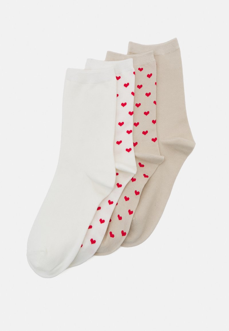 Lindex SOCK HEARTS 4 PACK - Chaussettes - off-white