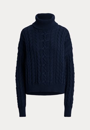 Lauren Ralph Lauren, CABLE-KNIT COTTON TURTLENECK SWEATER - Пуловер - lauren navy
