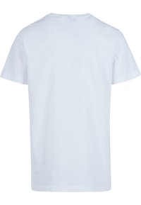 Witte katoenen t-shirt met ronde hals en korte mouwen. Glad textuur en rechte snit. Geen zichtbare patronen of grafische elementen.