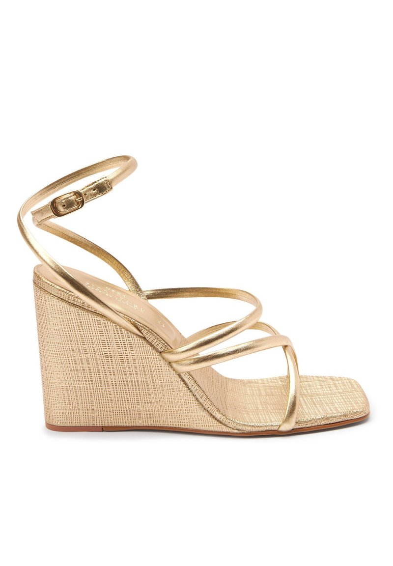 Next SIGNATURE SQUARE TOE HIGH WEDGES Sandaletter gold/guldfärgat