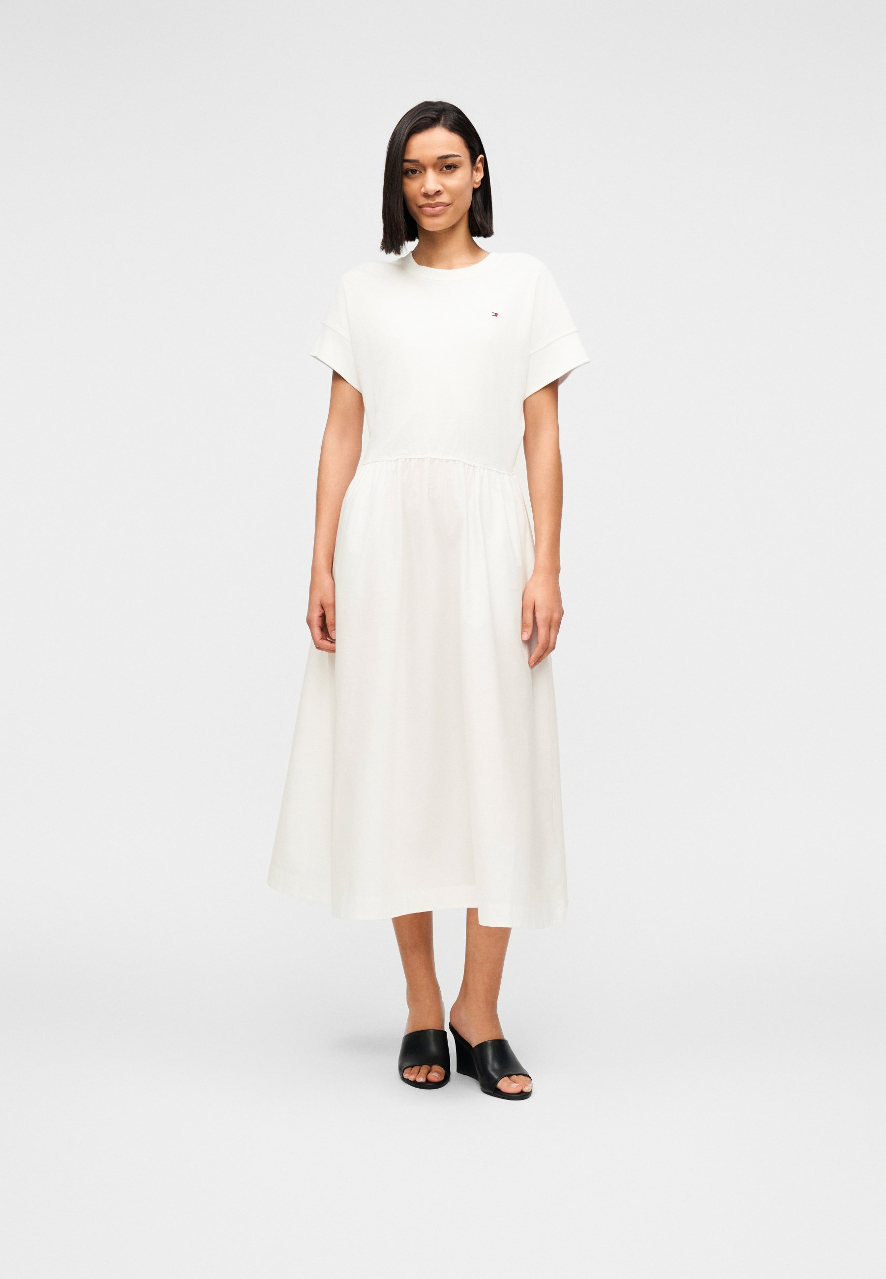 Tommy Hilfiger CONTRAST FIT AND FLARE MIDI DRESS - Day dress -  ecru/off-white - Zalando.ie
