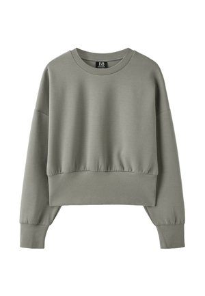 Stradivarius, CROPPED SWEATSHIRT WITH WIDE WAISTBAND - Felpa - light green