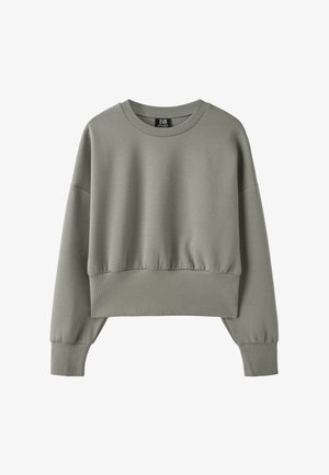 Stradivarius, CROPPED SWEATSHIRT WITH WIDE WAISTBAND - Sweatshirt - light green