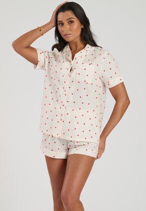 PRINTED DOBBY SHORT SLEEVE SET - Pyjama bottoms - white