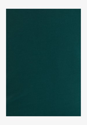 Teal ribbel katoen stof, met een gladde textuur en een lichte rek. Heeft een aansluitend ontwerp zonder zichtbare patronen of hardware.