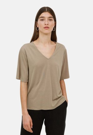 Yerse, CAMISETA DE MANGA CORTA CON ESCOTE DE PICO - Camiseta básica - caqui
