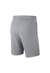 Grijze katoenen shorts met een elastische tailleband, zijzakken en een zachte textuur. Het ontwerp is klassiek met een knielange snit.