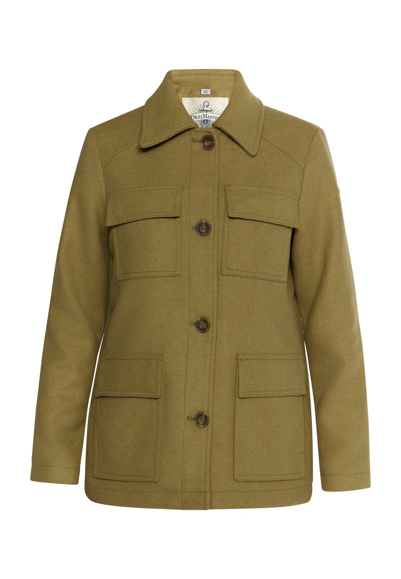 dreimaster Halflange jas olijfgroen
