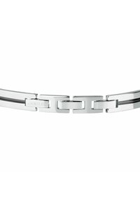 Bracciale in metallo tono argento con maglie lisce e arrotondate. Presenta un gancio inciso con "Morellato" e una finitura elegante e lucida.