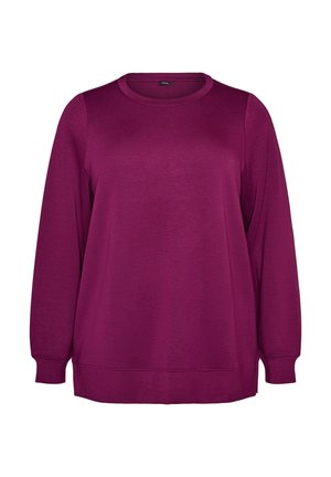 Zizzi, LANGÄRMELIGE BLUSE AUS JERSEY MIT RUNDHALSAUSSCHNITT - Φούτερ - lila