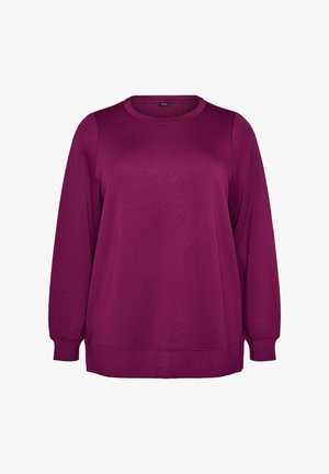 Zizzi, LANGÄRMELIGE BLUSE AUS JERSEY MIT RUNDHALSAUSSCHNITT - Φούτερ - lila