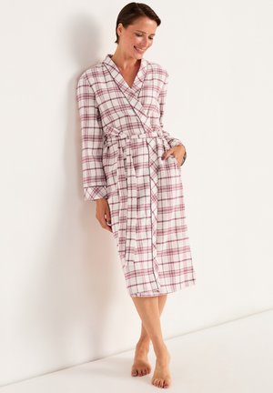 CHECKED - Bademantel - beige/pink checked
