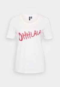 VMBOLA O NECK - T-shirt imprimé - snow white/fiery red