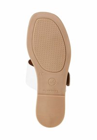 Weiße Sandalen mit einer strukturierten Gummisohle, runden Absatz und einem elastischen Band hinten für einen sicheren Halt. Größe 37.