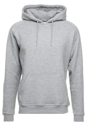 Grå hoodie i mjukt bomullsmaterial, med en framficka, justerbara dragsnören och ribbade muddar och nederkant.