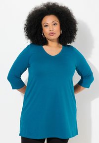 Ulla Popken EN A COL V 3/4 - Långärmad tröja - classic blue green