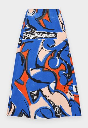 Marimekko PUUTARHA ELDFAMN - A-line skirt - blue/peach/orange