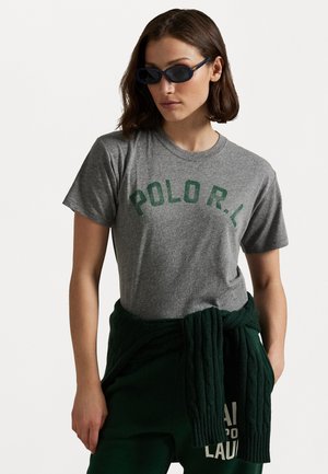 LOGO JERSEY CREWNECK TEE - Marškinėliai su spaudiniu - heather grey/green