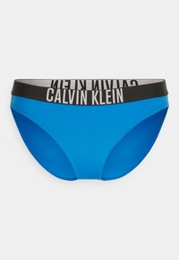 Perizoma blu chiaro con elastico nero in vita, caratterizzato dal logo bianco "CALVIN KLEIN". Tessuto morbido, taglio regolare.