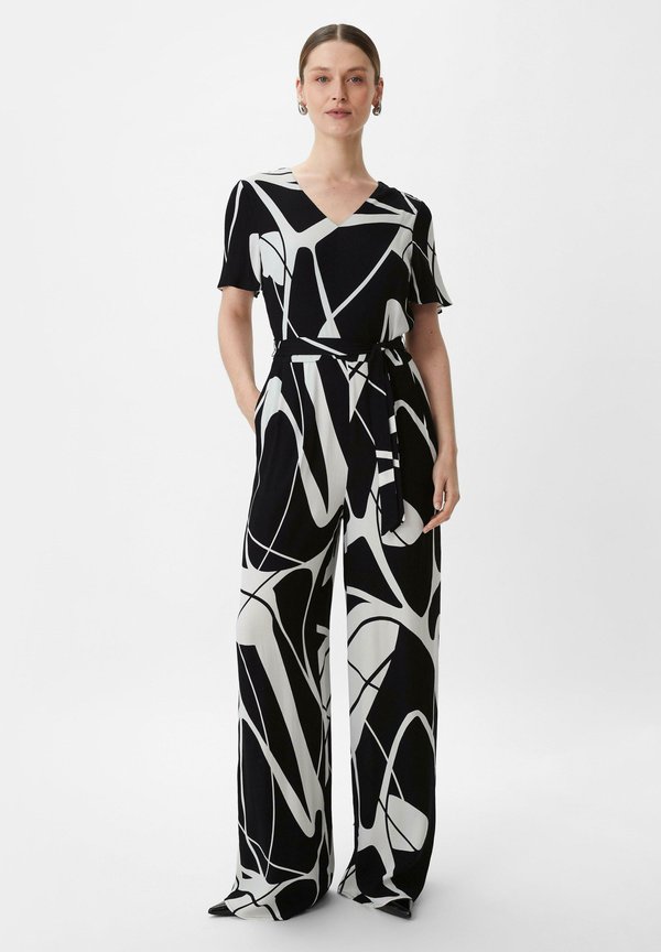 OVERALL MIT CRÊPESTRUKTUR - Jumpsuit - schwarz