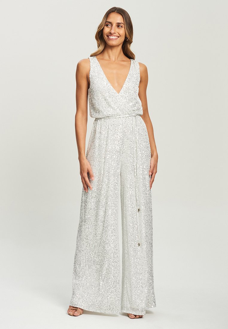 TUSSAH AMBER Tuta jumpsuit white sequin/bianco Zalando.it