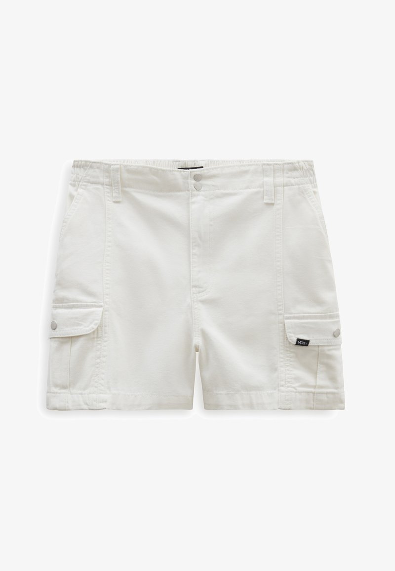 Witte cargoshorts van een katoenmix, met twee zijzakken, knoopaccenten en een elastische tailleband voor een verstelbare pasvorm.