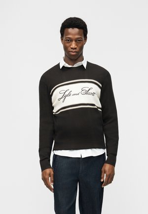 SUPERFINE SCRIPT CREW NECK JUMPER - Jumper - licorice