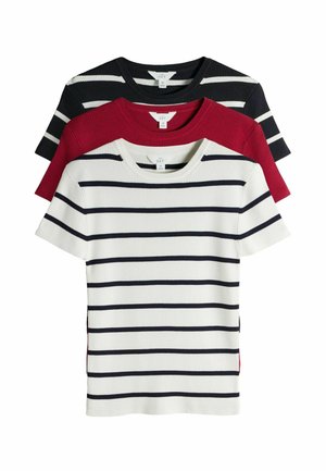 3 PACK  SHORT SLEEVE TEES   - T-Shirt print - white stripe navy stripe red