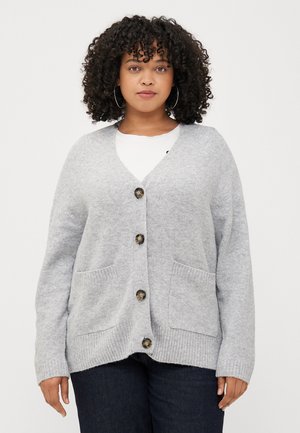 VMCBOOM V NECK BUTTON - Cardigan - light grey melange