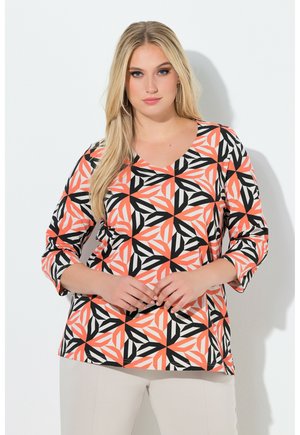 GEOMETRIC SUNBURST PRINT 3/4 SLEEVE TEE - Langarmshirt - coral