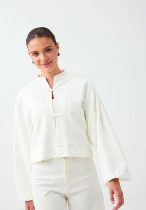 Jimmy Key, MANDARIN COLLAR TEXTURED JACKET - Veste légère - white