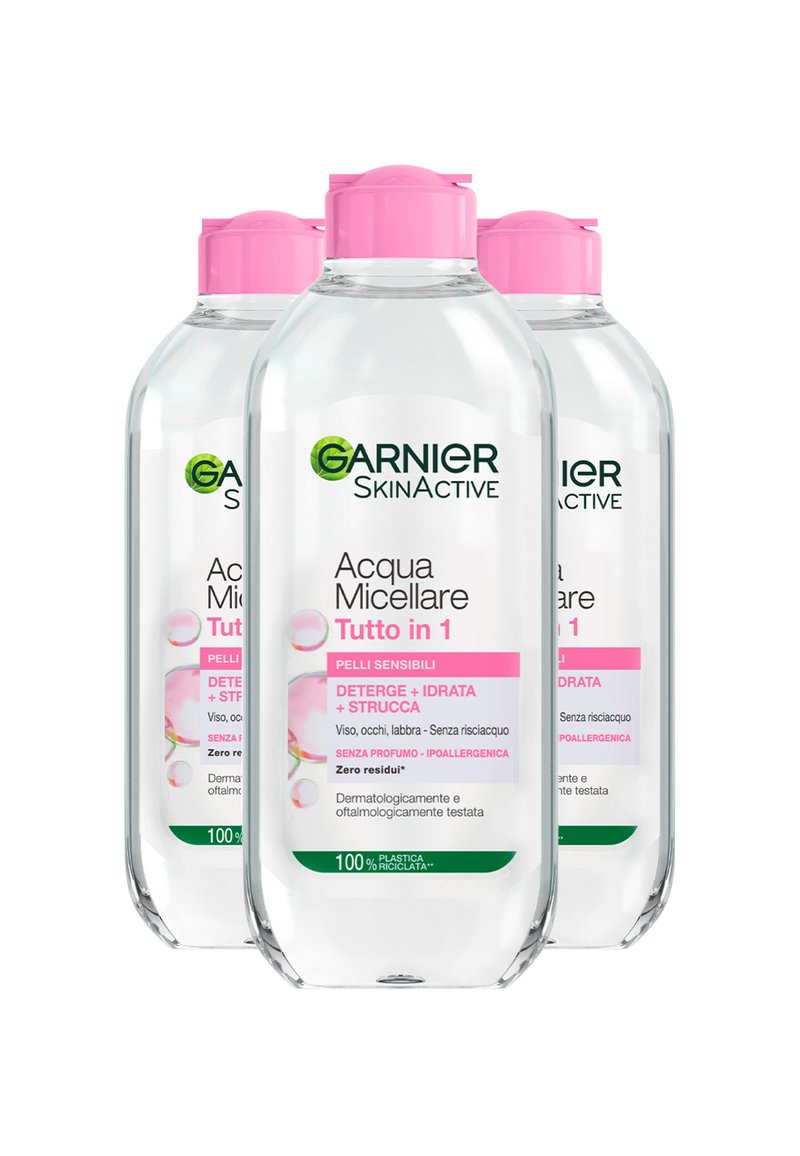Garnier - SKINACTIVE, ACQUA MICELLARE TUTTO IN 1, PELLI SENSIBILI, MAXI FORMATO, 400 ML - 3 PACK - Struccante, Ingrandire