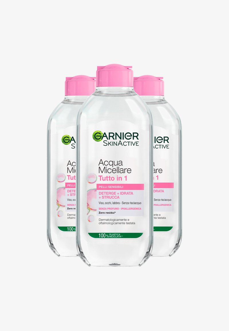 Garnier - SKINACTIVE, ACQUA MICELLARE TUTTO IN 1, PELLI SENSIBILI, MAXI FORMATO, 400 ML - 3 PACK - Struccante, Ingrandire