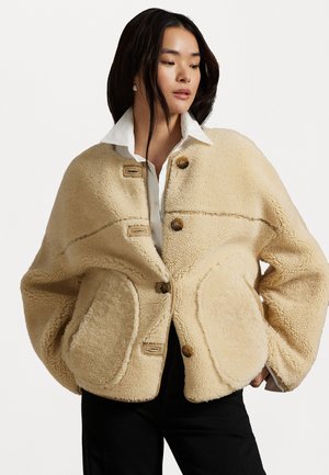 REVERSIBLE SHEARLING LINER JACKET - Giacca di pelle - taupe/cream