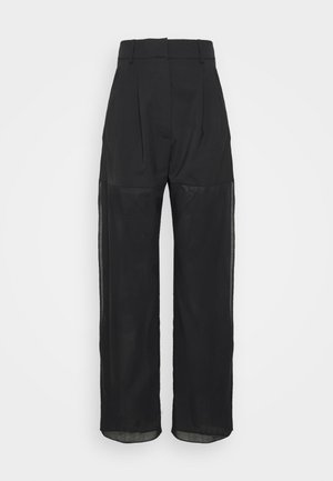 WIDE LEG PANTS WITH SEE THROUGH BOTTOM AND SLITS - Broek - black