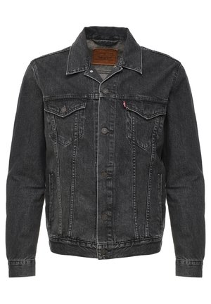 Czarna, wyblakła kurtka dżinsowa z przodu na guziki, dwie kieszenie na klapie na piersi, kieszenie boczne oraz brązowa skórzana naszywka z logo wewnątrz kołnierza.