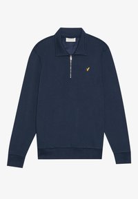Tume sinise värvi pulloveri särk, millel on pool-zip kaelus. Sellel on rindkere piirkonnas väike kollane logo ning soonikkoes mansetid ja ääred. Pehme tekstuur.