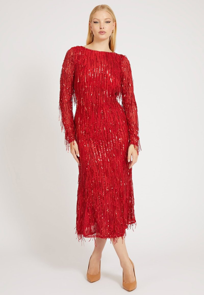 Guess PAILLETTENFRANSEN Cocktail dress / Party dress rot/red Zalando.ie