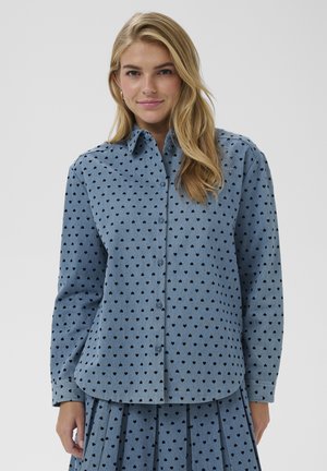 PEGINA - Blúzka so zapínaním na gombíky - black mini reversed hearts