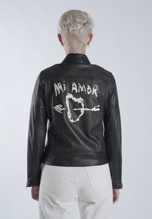 MI AMOR EMBROIDERY BIKER PERFECTO JACKET - Skinnjacka - black