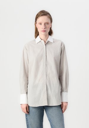 LONG SLEEVE BUTTON FRONT SHIRT - Skjortebluse - vanilla bean\black