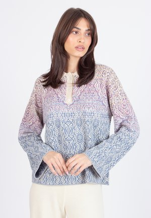 WITH COLLAR ORNAMENT PATTERN - Svetr - off white