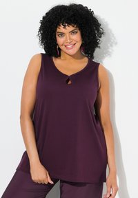 Ulla Popken KEYHOLE CUTOUT SWEETHEART NECKLINE - Top - dark plum