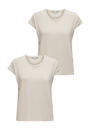 2ER PACK-SET MODISCHES MIT GLITZER NAHT RUNDHALS - Basic T-shirt - beige