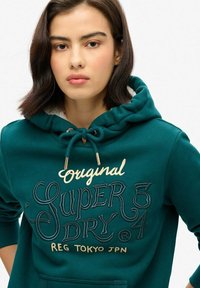 Superdry & Co LOGO  - Jersey con capucha - deep teal